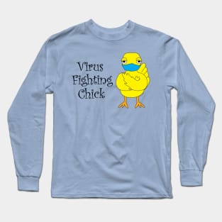 Virus Fighting Chick Side Text Long Sleeve T-Shirt